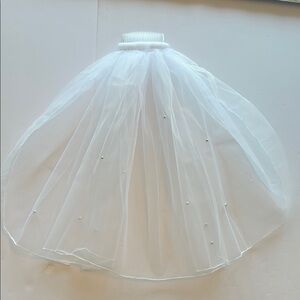 Elegant Short White Veil for Communion/ Flower Girl